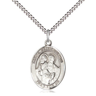 Pewter Saint Peter St Paul Medal Religious Jewelry Engraved Catholic Saint Jewelry