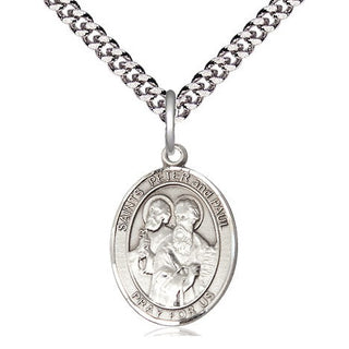 Pewter Saint Peter St Paul Medal Religious Jewelry Engraved Catholic Saint Jewelry