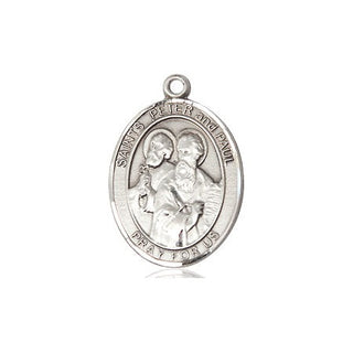 Sterling Silver Saint Peter St Paul Medal Religious Jewelry Engraved Catholic Saint Jewelry