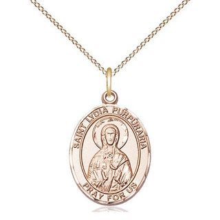 14kt Gold Filled Saint Lydia Purpuraria Medal Religious Jewelry Engraved Catholic Saint Jewelry