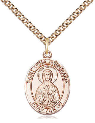 14kt Gold Filled Saint Lydia Purpuraria Medal Religious Jewelry Engraved Catholic Saint Jewelry