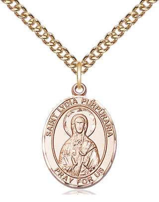 14kt Gold Filled Saint Lydia Purpuraria Medal Religious Jewelry Engraved Catholic Saint Jewelry