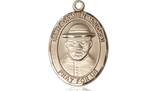 14kt Gold Filled Saint Damien of Molokai Medal Engraved Catholic Saint Jewelry