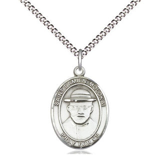 Pewter Saint Damien of Molokai Medal Religious Jewelry Engraved Catholic Saint Jewelry