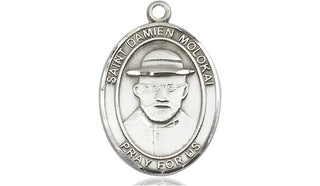 Sterling Silver Saint Damien of Molokai Medal Religious Jewelry Engraved Catholic Saint Jewelry