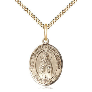 14kt Gold Filled Our Lady of Rosa Mystica Medal Religious Jewelry Engraved Catholic Saint Jewelry