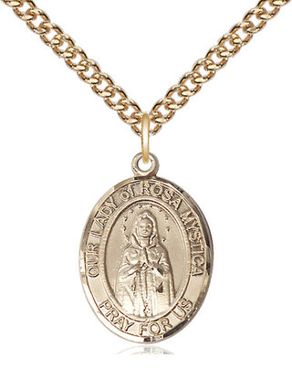 14kt Gold Filled Our Lady of Rosa Mystica Medal Religious Jewelry Engraved Catholic Saint Jewelry