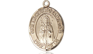 14kt Gold Our Lady of Rosa Mystica Medal Engraved Catholic Saint Jewelry
