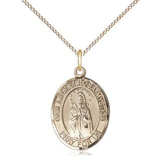 14kt Gold Our Lady of Rosa Mystica Medal Engraved Catholic Saint Jewelry