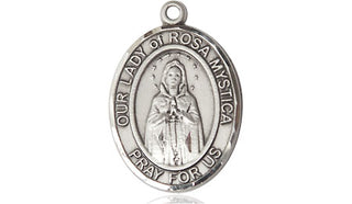 Pewter Our Lady of Rosa Mystica Medal Engraved Catholic Saint Jewelry