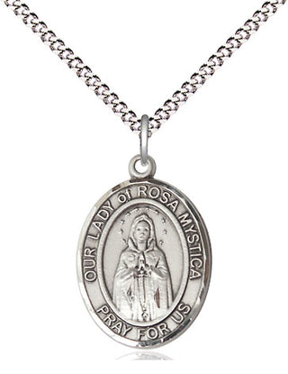 Pewter Our Lady of Rosa Mystica Medal Religious Jewelry Engraved Catholic Saint Jewelry