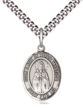 Pewter Our Lady of Rosa Mystica Medal Religious Jewelry Engraved Catholic Saint Jewelry