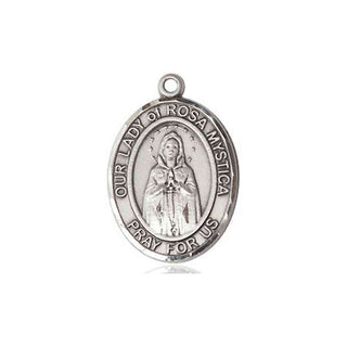 Sterling Silver Our Lady of Rosa Mystica Medal Religious Jewelry Engraved Catholic Saint Jewelry