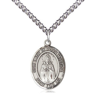 Sterling Silver Our Lady of Rosa Mystica Medal Religious Jewelry Engraved Catholic Saint Jewelry