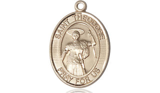 14kt Gold Filled Saint Theodore Stratelates Medal Engraved Catholic Saint Jewelry