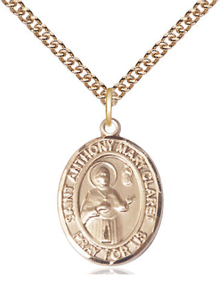 14kt Gold Saint Anthony Mary Claret Medal Engraved Catholic Saint Jewelry