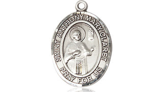 Pewter Saint Anthony Mary Claret Medal Engraved Catholic Saint Jewelry