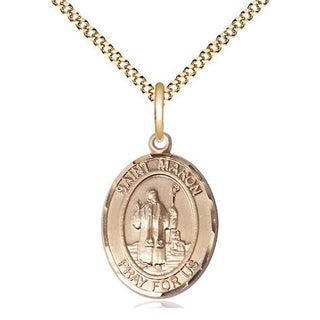 14kt Gold Filled Saint Maron Medal Religious Jewelry Engraved Catholic Saint Jewelry