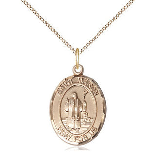 14kt Gold Filled Saint Maron Medal Religious Jewelry Engraved Catholic Saint Jewelry