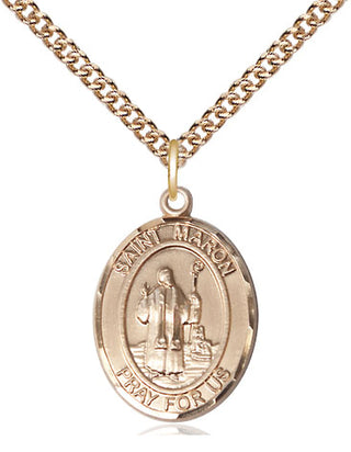 14kt Gold Filled Saint Maron Medal Religious Jewelry Engraved Catholic Saint Jewelry