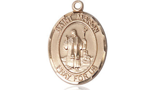 14kt Gold Saint Maron Medal Engraved Catholic Saint Jewelry