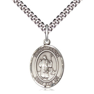 Pewter Saint Maron Medal Religious Jewelry Engraved Catholic Saint Jewelry