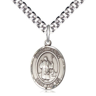 Pewter Saint Maron Medal Religious Jewelry Engraved Catholic Saint Jewelry