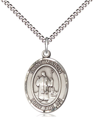 Sterling Silver Saint Maron Medal Religious Jewelry Engraved Catholic Saint Jewelry