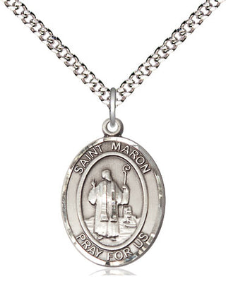 Sterling Silver Saint Maron Medal Religious Jewelry Engraved Catholic Saint Jewelry