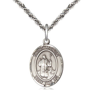 Sterling Silver Saint Maron Medal Religious Jewelry Engraved Catholic Saint Jewelry