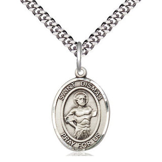 Sterling Silver Saint Dismas Medal Religious Jewelry Engraved Catholic Saint Jewelry