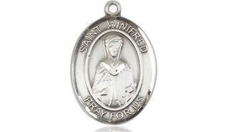 Pewter Saint Winifred of Wales Medal Engraved Catholic Saint Jewelry