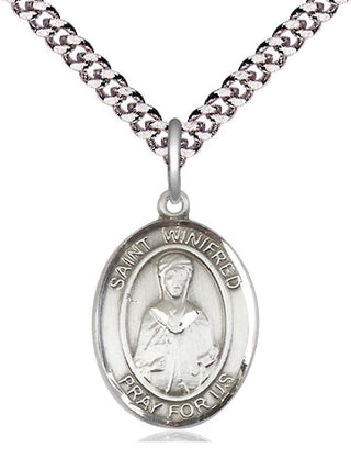 Pewter Saint Winifred of Wales Medal Religious Jewelry Engraved Catholic Saint Jewelry