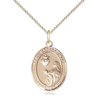 14kt Gold Filled Saint Margaret Mary Alacoque Medal Religious Jewelry Engraved Catholic Saint Jewelry