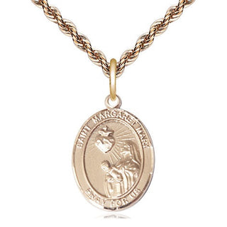 14kt Gold Filled Saint Margaret Mary Alacoque Medal Religious Jewelry Engraved Catholic Saint Jewelry