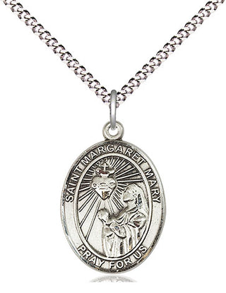 Sterling Silver Saint Margaret Mary Alacoque Medal Religious Jewelry Engraved Catholic Saint Jewelry