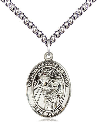 Sterling Silver Saint Margaret Mary Alacoque Medal Religious Jewelry Engraved Catholic Saint Jewelry