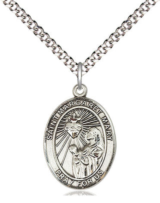 Sterling Silver Saint Margaret Mary Alacoque Medal Religious Jewelry Engraved Catholic Saint Jewelry