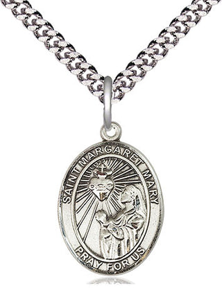 Sterling Silver Saint Margaret Mary Alacoque Medal Religious Jewelry Engraved Catholic Saint Jewelry