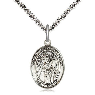 Sterling Silver Saint Margaret Mary Alacoque Medal Religious Jewelry Engraved Catholic Saint Jewelry