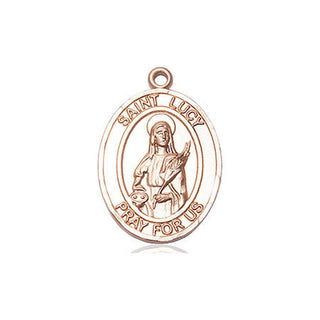 14kt Gold Filled Saint Lucy Medal Engraved Catholic Saint Jewelry