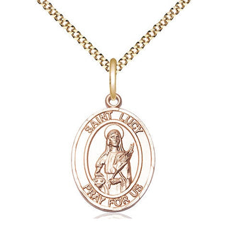 14kt Gold Filled Saint Lucy Medal Religious Jewelry Engraved Catholic Saint Jewelry