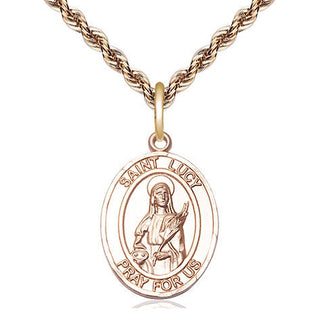 14kt Gold Saint Lucy Medal Engraved Catholic Saint Jewelry