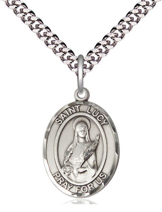 Pewter Saint Lucy Medal Religious Jewelry Engraved Catholic Saint Jewelry