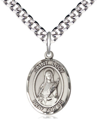 Pewter Saint Lucy Medal Religious Jewelry Engraved Catholic Saint Jewelry