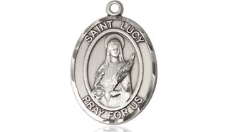 Sterling Silver Saint Lucy Medal Religious Jewelry Engraved Catholic Saint Jewelry