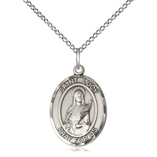 Sterling Silver Saint Lucy Medal Religious Jewelry Engraved Catholic Saint Jewelry