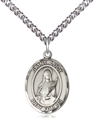 Sterling Silver Saint Lucy Medal Religious Jewelry Engraved Catholic Saint Jewelry