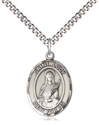Sterling Silver Saint Lucy Medal Religious Jewelry Engraved Catholic Saint Jewelry
