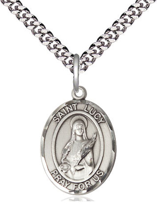 Sterling Silver Saint Lucy Medal Religious Jewelry Engraved Catholic Saint Jewelry